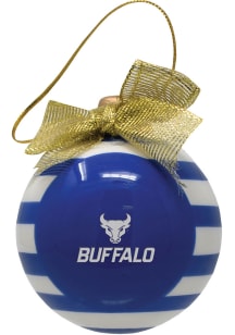 Buffalo Bulls Ceramic Striped Ball Ornament - Blue