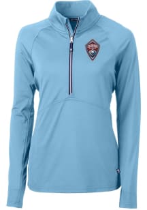 Cutter and Buck Colorado Rapids Womens Light Blue Adapt Eco Qtr Zip Pullover