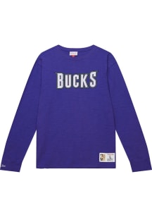 Mitchell and Ness Milwaukee Bucks Purple Legendary Slub Long Sleeve Fashion T Shirt