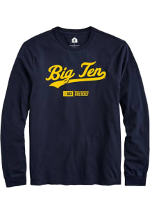 Rally Big Ten Navy Blue Script Long Sleeve T Shirt