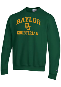 Champion Baylor Bears Mens Green Equestrian Arch Powerblend Long Sleeve Crew Sweatshirt