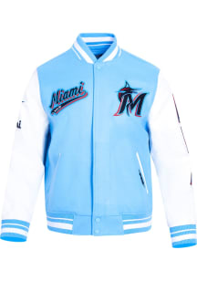 Mens Miami Marlins Pro Standard Mens Script Tail Heavyweight Jacket - Light Blue