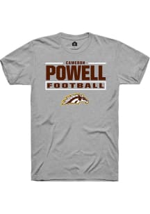 Cameron Powell Western Michigan Broncos Grey Football NIL Stacked Box Short Sleeve Player T Shirt