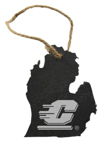 Central Michigan Chippewas Slate State Shape Ornament - Grey