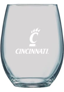 Cincinnati Bearcats 21oz Logo Engraved Stemless Wine Glass - White