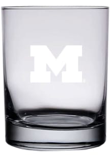 Michigan Wolverines 14oz Etched Rock Glass - White
