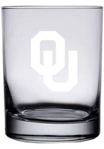 Oklahoma Sooners 14oz Etched Rock Glass - White