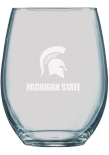 Michigan State Spartans 21oz Etched Stemless Wine Glass - White