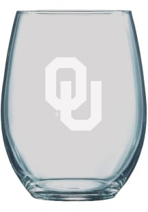 Oklahoma Sooners 21oz Etched Stemless Wine Glass - White