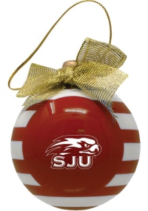 Saint Josephs Hawks Ceramic Bulb Ornament - Red