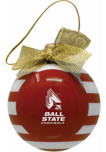 Ball State Cardinals Ceramic Striped Ball Ornament - Red