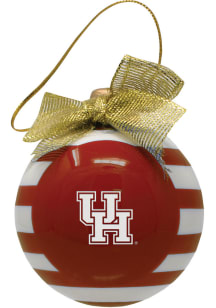 Houston Cougars Ceramic Striped Ball Ornament - Red