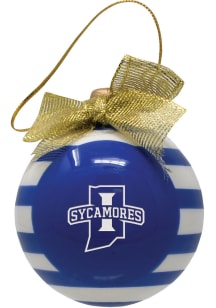 Indiana State Sycamores Ceramic Striped Ball Ornament - Blue