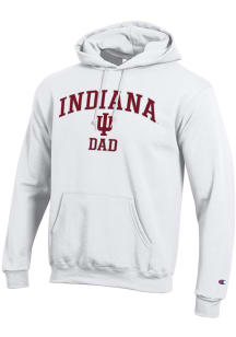 Champion Indiana Hoosiers Mens White Arch Logo Dad Powerblend Long Sleeve Hoodie