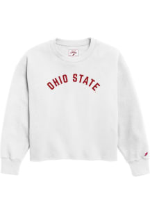 Ohio State Buckeyes Womens Ivory Reverse Fleece Crew Sweatshirt
