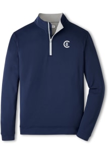 Peter Millar Chicago Cubs Mens Navy Blue Crown Comfort Long Sleeve Qtr Zip Pullover