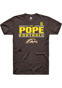 Joey Pope Western Michigan Broncos Brown Football NIL Stacked Box Short Sleeve Player T Shirt
