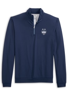 Johnnie O UConn Huskies Mens Navy Blue Motion Long Sleeve Qtr Zip Pullover