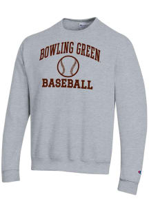 Champion Bowling Green Falcons Mens Grey Baseball Icon Powerblend Long Sleeve Crew Sweatshirt
