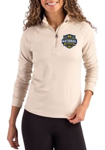 Cutter and Buck Michigan Wolverines Womens Oatmeal 2026 MBB Champions Coastline Qtr Zip