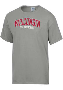 ComfortWash Wisconsin Badgers Womens Grey Arch Garment Dyed Short Sleeve T-Shirt