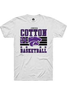 Jenessa Cotton K-State Wildcats White NIL Striped Short Sleeve Player T Shirt