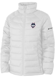 Columbia UConn Huskies Womens White Powder Lite Heavy Weight Jacket