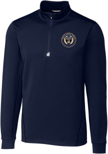 Cutter and Buck Philadelphia Union Mens Navy Blue Traverse Big and Tall Qtr Zip
