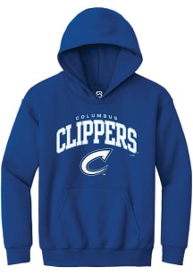 Summit Sportswear Columbus Clippers Youth Blue Arch Mascot Long Sleeve Hoodie