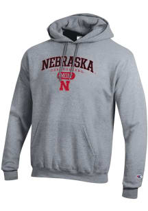 Champion Nebraska Cornhuskers Mens Grey Pill Box Mom Powerblend Long Sleeve Hoodie