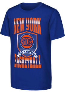 New York Knicks Youth Blue Big Shield Short Sleeve T-Shirt