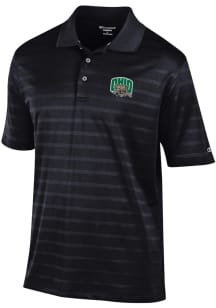 Champion Ohio Bobcats Mens Black Embroidered Textured Solid Short Sleeve Polo