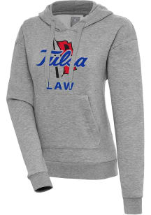Antigua Tulsa Golden Hurricane Womens Grey Heather Tulsa Law  Victory Hooded Sweatshirt