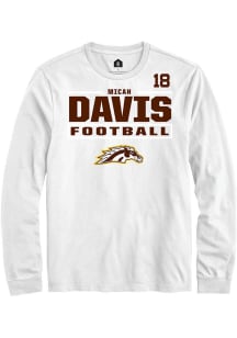 Micah Davis Western Michigan Broncos White Football NIL Stacked Box Long Sleeve Player T Shirt