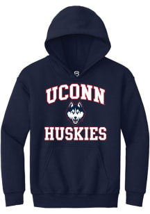 Summit Sportswear UConn Huskies Youth Navy Blue No 1 Primary Long Sleeve Hoodie