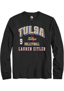 Lauren Eitler Tulsa Golden Hurricane Black NIL Arch Logo Long Sleeve Player T Shirt