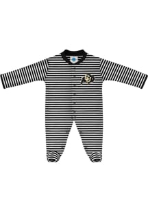 Colorado Buffaloes Baby Black Striped Footed Loungewear One Piece Pajamas