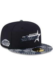 New Era Houston Astros Mens Navy Blue Navy Pattern Denim 59FIFTY Fitted Hat