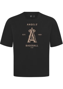 Levelwear Los Angeles Angels Black Signature Knit Crossway Short Sleeve Fashion T Shirt