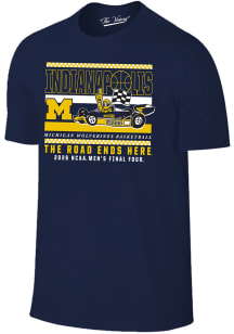 Michigan Wolverines Navy Blue 2026 NCAA Final Four Bound On The Road Again Short Sleeve T Shirt