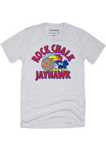 Homefield Kansas Jayhawks Grey Vintage Basketball Short Sleeve Fashion T Shirt