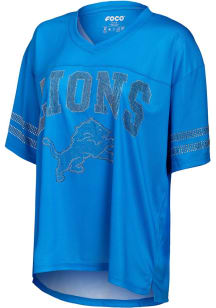 Detroit Lions Womens Forever Collectibles Rhinestone Fashion Football Jersey - Honolulu Blue
