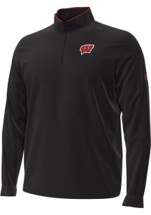 Under Armour Wisconsin Badgers Mens Black Midweight Long Sleeve Qtr Zip Pullover