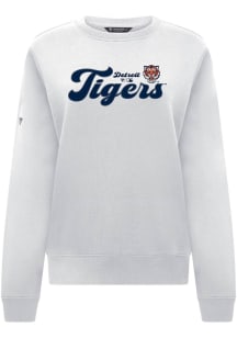 Levelwear Detroit Tigers Womens White Yvette Big Script Crew Sweatshirt