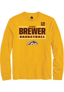 Jayden Brewer Western Michigan Broncos Gold NIL Stacked Box Long Sleeve Player T Shirt
