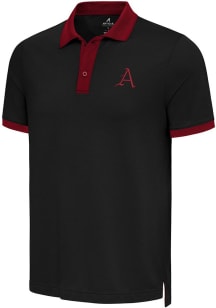 Antigua Arkansas Razorbacks Mens Black Noble Colorblock Short Sleeve Polo