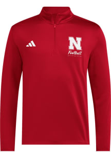 Adidas Nebraska Cornhuskers Mens Red Football 3 Stripe Football Long Sleeve Qtr Zip Pullover