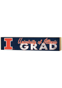 KH Sports Fan Illinois Fighting Illini Grad graduation graphic Sign - Navy Blue