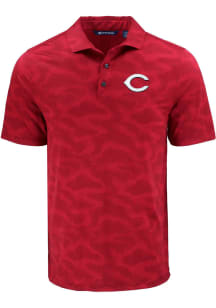 Cutter and Buck Cincinnati Reds Mens Red Camo Print Short Sleeve Polo