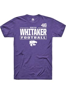 Darien Whitaker K-State Wildcats Purple Football NIL Stacked Box Short Sleeve Player T Shirt